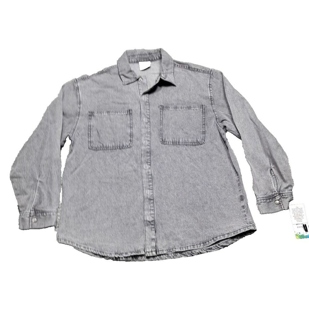 New Colorful Planet Denim Shirt Boys XL 16/18 Button Up Long Sleeve Snaps